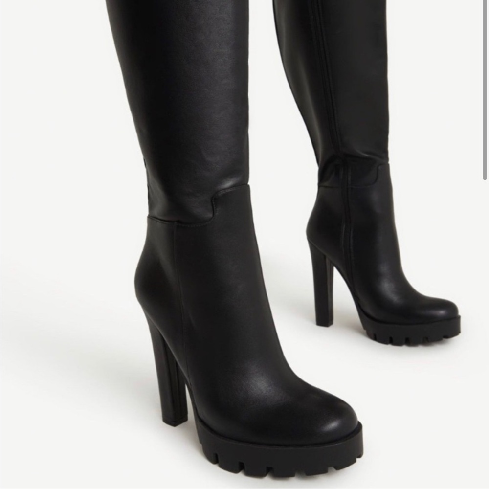 Brand new black platform knee high boots size 7